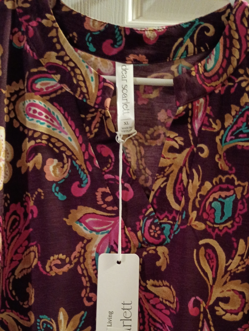 dear scarlett Women's Paisley Tunic Top in Plum